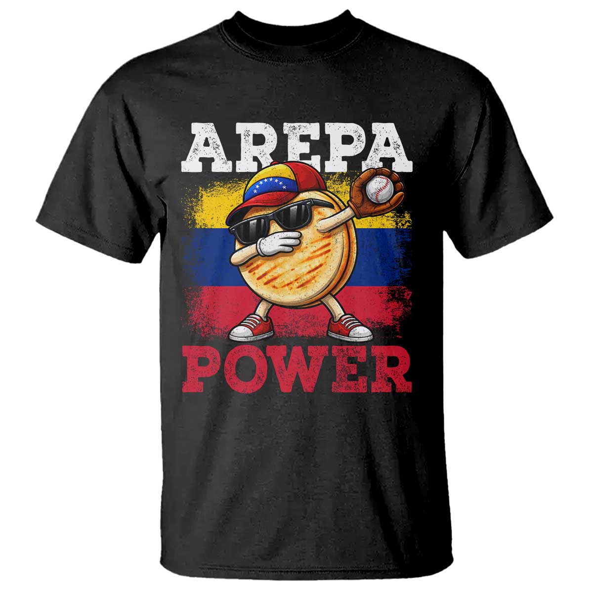 Funny Arepa Power Venezuela Baseball Lover T Shirt Cute Dabbing Arepa