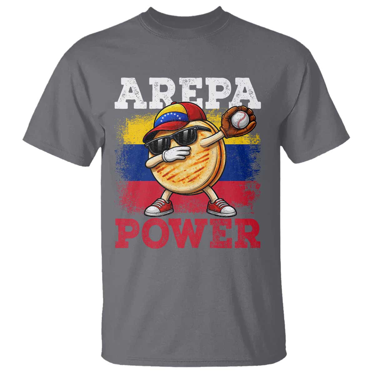 Funny Arepa Power Venezuela Baseball Lover T Shirt Cute Dabbing Arepa