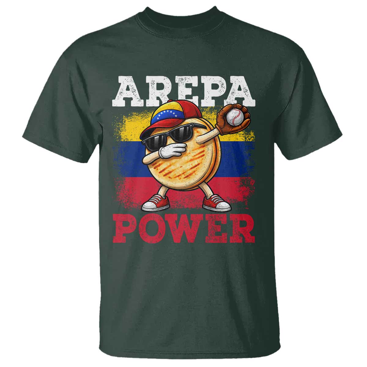 Funny Arepa Power Venezuela Baseball Lover T Shirt Cute Dabbing Arepa
