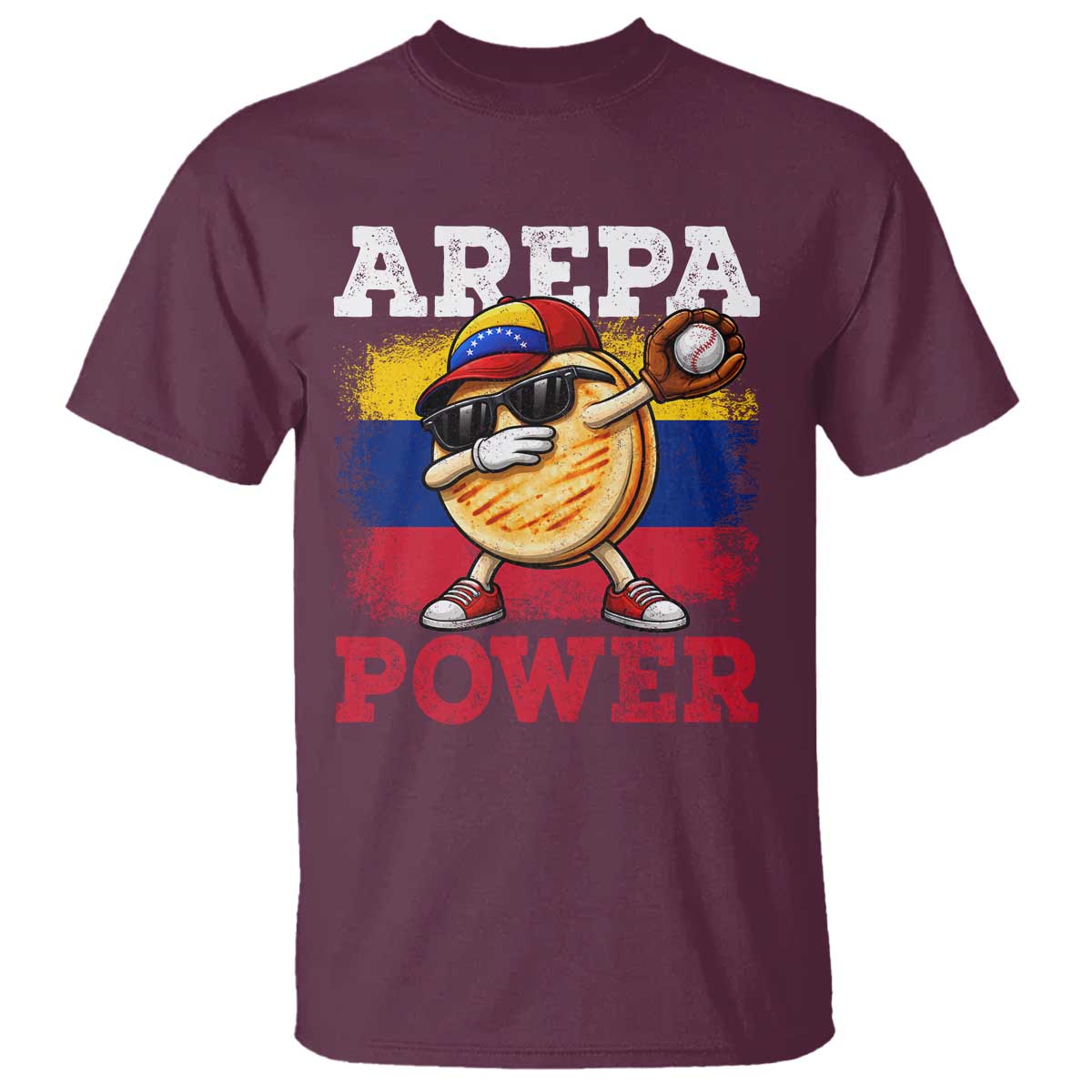 Funny Arepa Power Venezuela Baseball Lover T Shirt Cute Dabbing Arepa