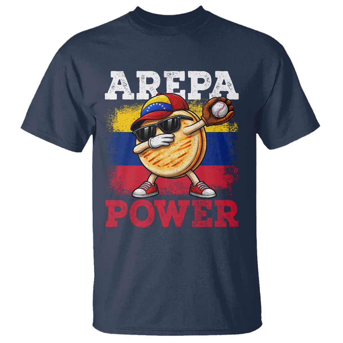 Funny Arepa Power Venezuela Baseball Lover T Shirt Cute Dabbing Arepa
