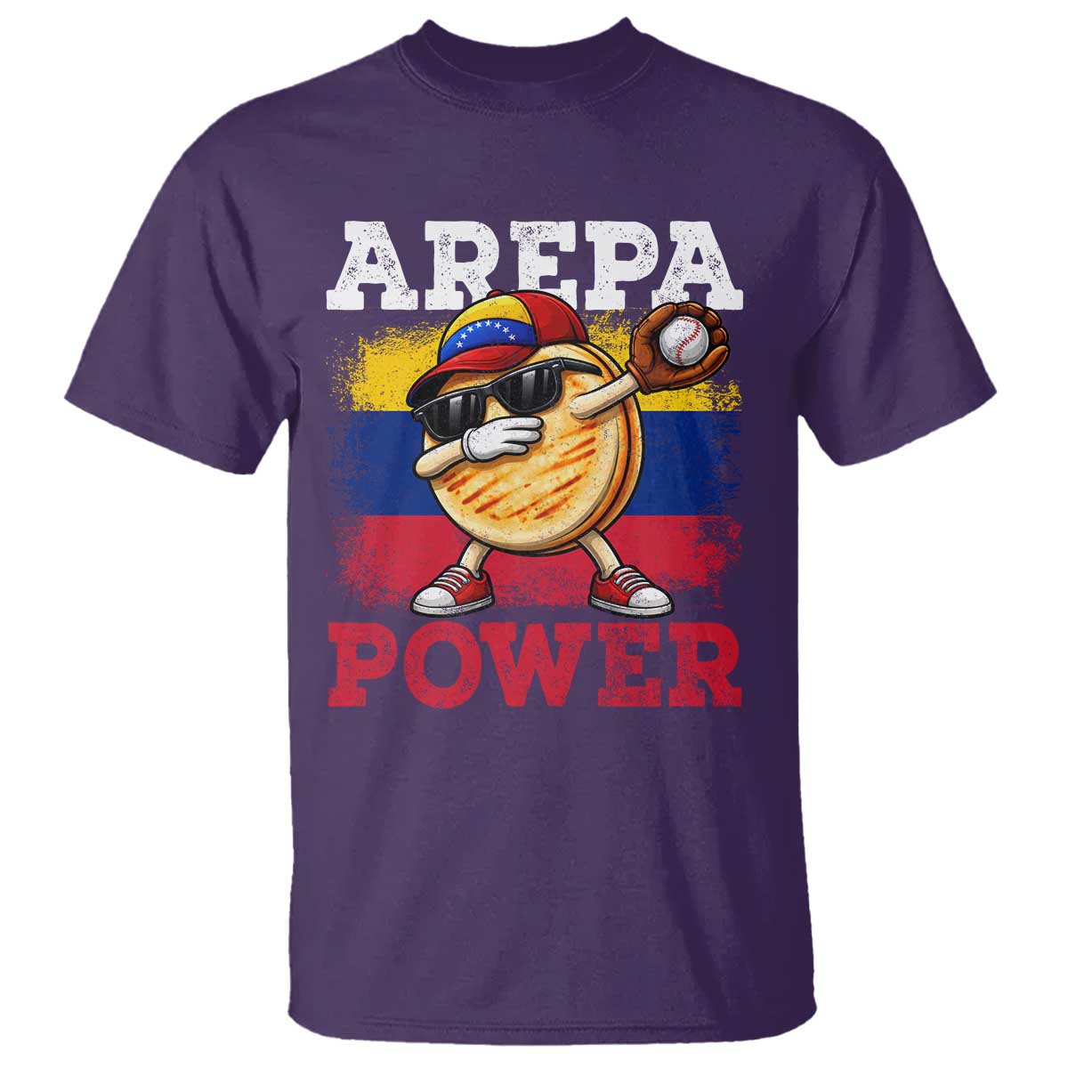 Funny Arepa Power Venezuela Baseball Lover T Shirt Cute Dabbing Arepa