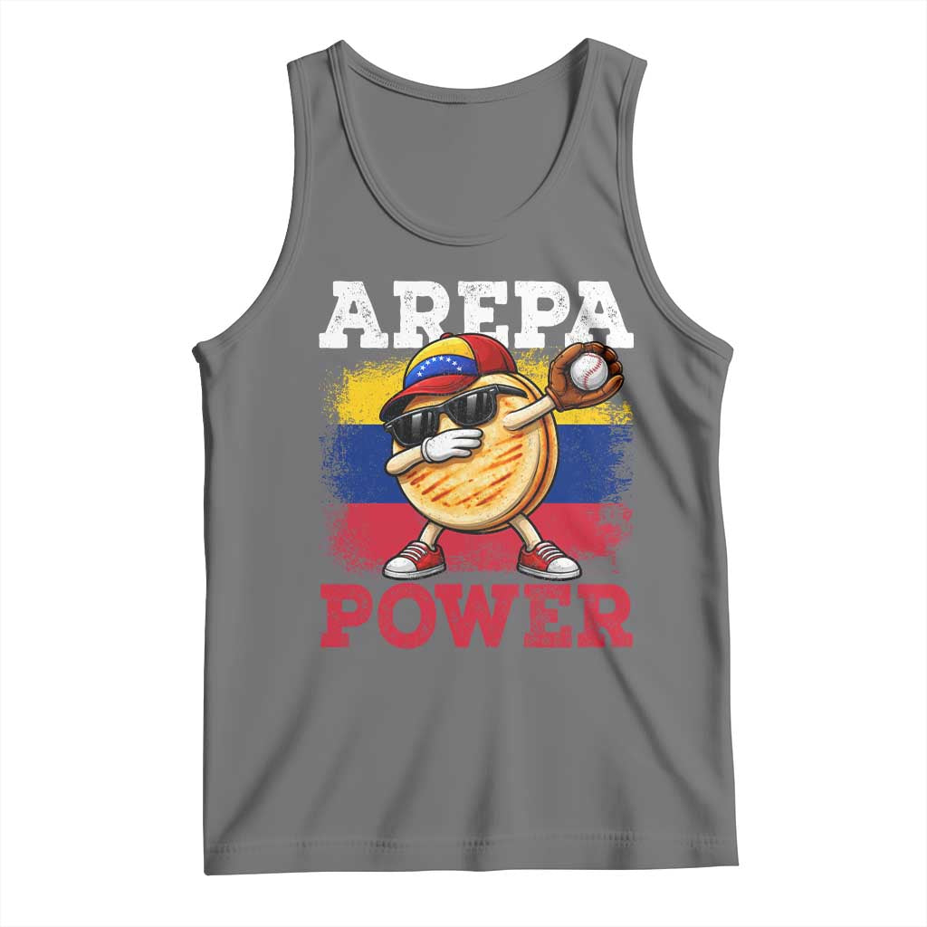 Funny Arepa Power Venezuela Baseball Lover Tank Top Cute Dabbing Arepa