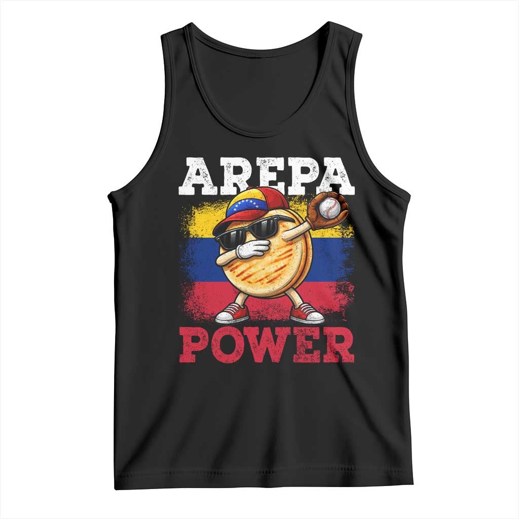 Funny Arepa Power Venezuela Baseball Lover Tank Top Cute Dabbing Arepa