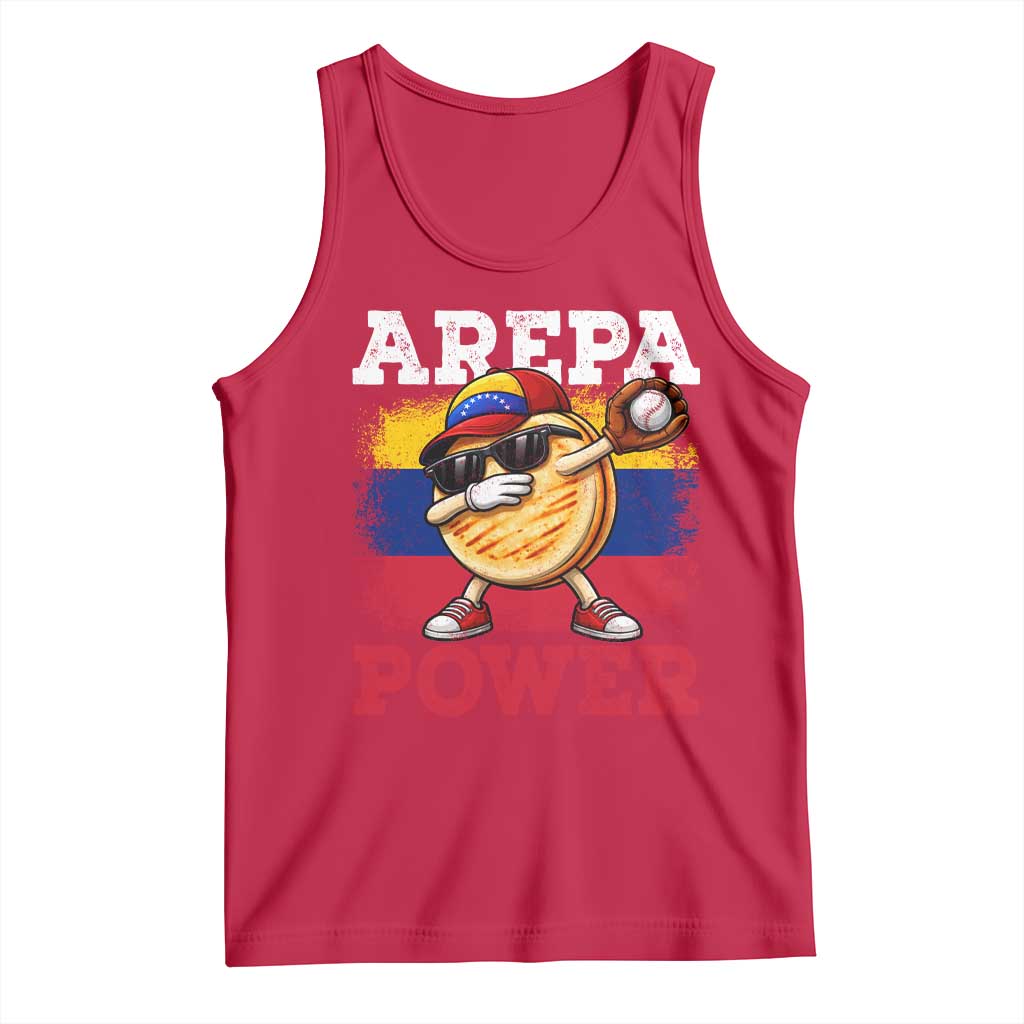 Funny Arepa Power Venezuela Baseball Lover Tank Top Cute Dabbing Arepa