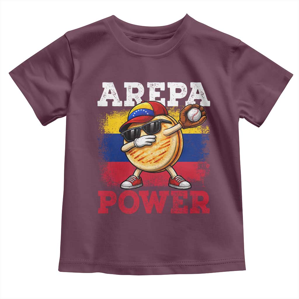 Funny Arepa Power Venezuela Baseball Lover Toddler T Shirt Cute Dabbing Arepa