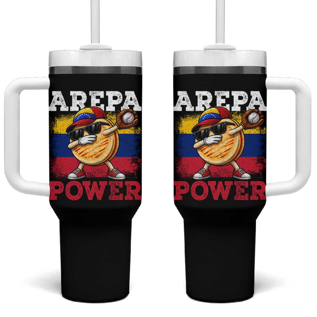 Funny Arepa Power Venezuela Baseball Lover Tumbler With Handle Cute Dabbing Arepa