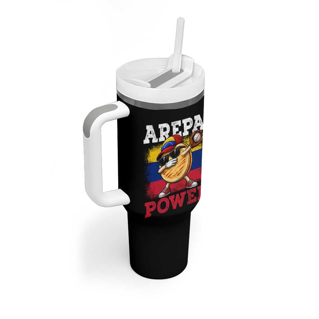 Funny Arepa Power Venezuela Baseball Lover Tumbler With Handle Cute Dabbing Arepa