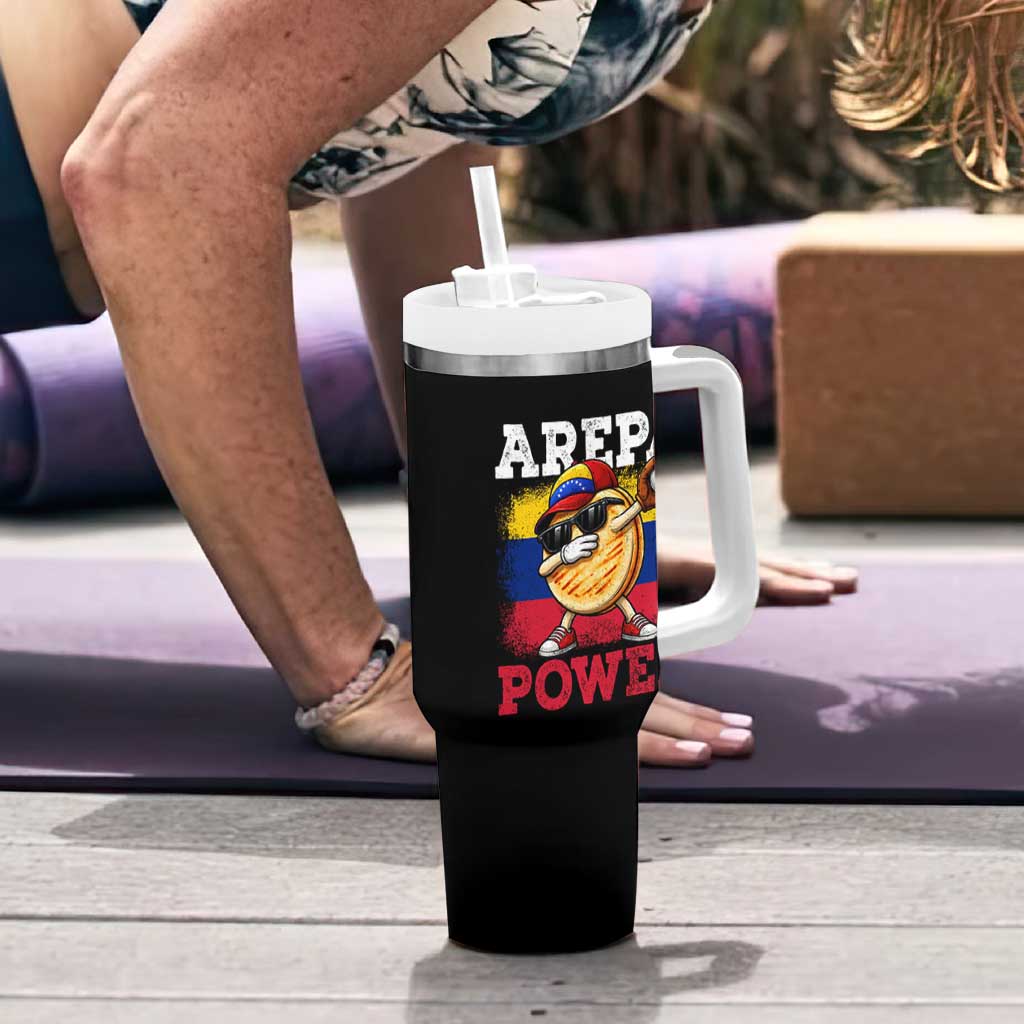 Funny Arepa Power Venezuela Baseball Lover Tumbler With Handle Cute Dabbing Arepa