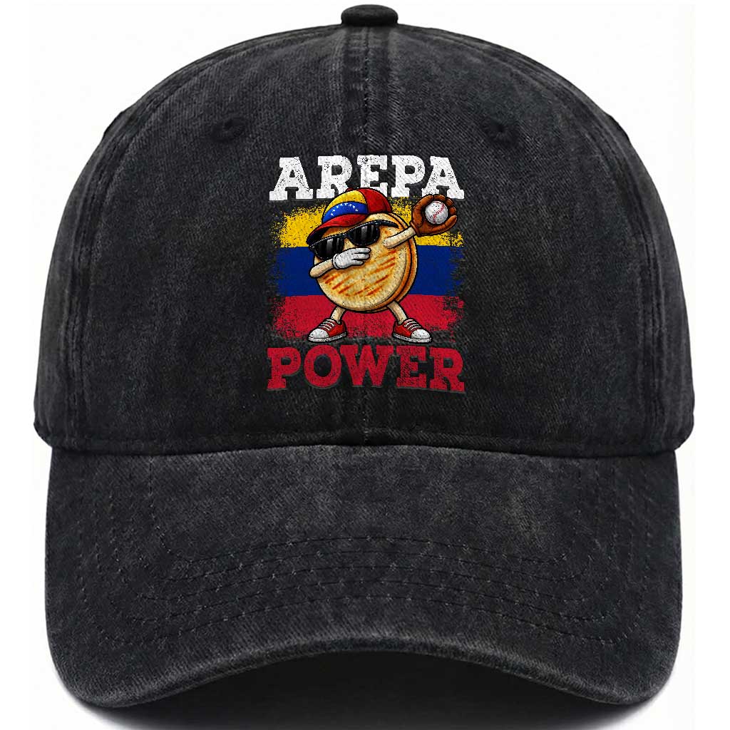 Funny Arepa Power Venezuela Baseball Lover Washed Cotton Baseball Cap Cute Dabbing Arepa