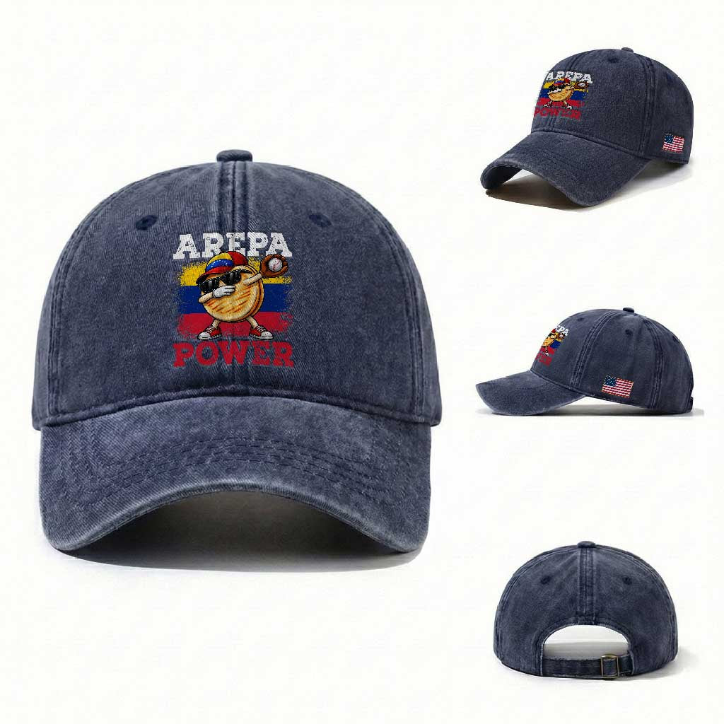 Funny Arepa Power Venezuela Baseball Lover Washed Cotton Baseball Cap Cute Dabbing Arepa