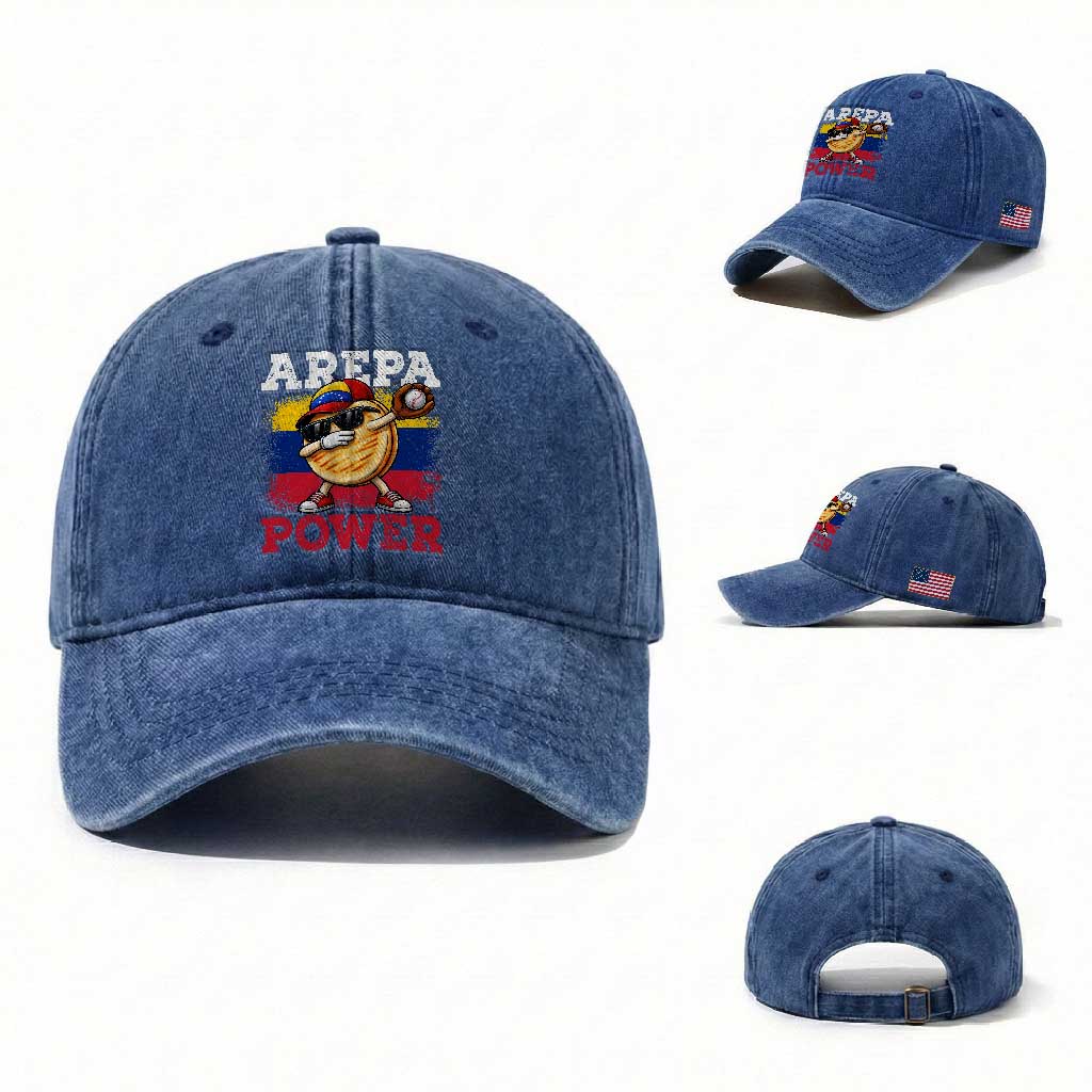 Funny Arepa Power Venezuela Baseball Lover Washed Cotton Baseball Cap Cute Dabbing Arepa