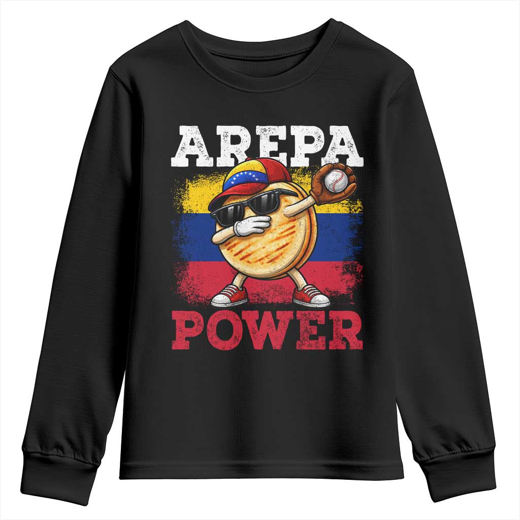 Funny Arepa Power Venezuela Baseball Lover Youth Sweatshirt Cute Dabbing Arepa