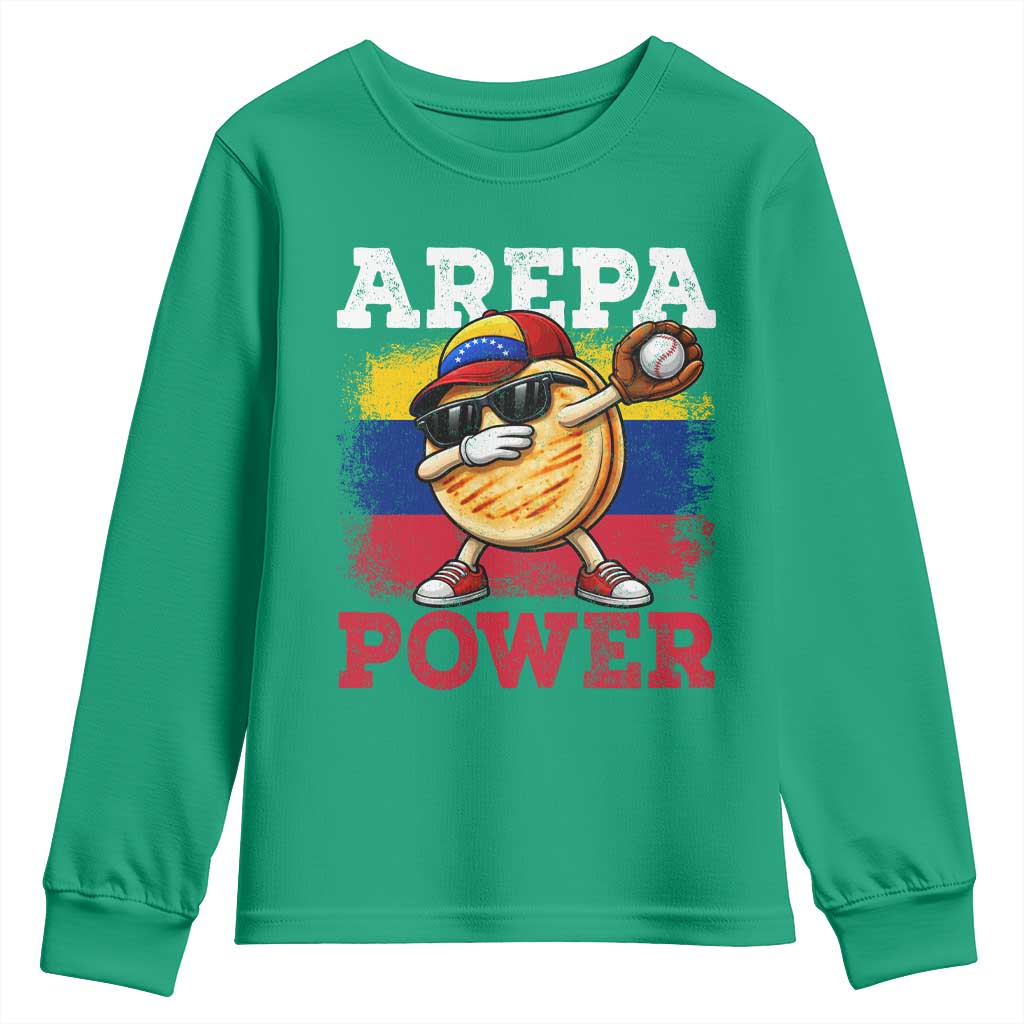 Funny Arepa Power Venezuela Baseball Lover Youth Sweatshirt Cute Dabbing Arepa