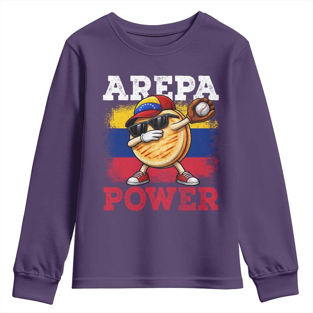 Funny Arepa Power Venezuela Baseball Lover Youth Sweatshirt Cute Dabbing Arepa