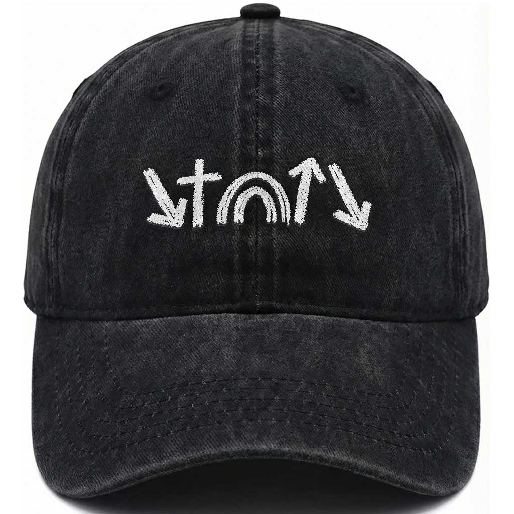 Christian Easter Washed Cotton Baseball Cap 5 Gospel Symbols He Came Died Rose Ascended Jesus