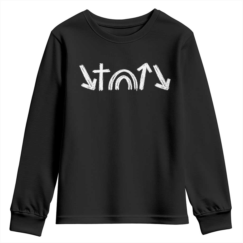 Christian Easter Youth Sweatshirt 5 Gospel Symbols He Came Died Rose Ascended Jesus