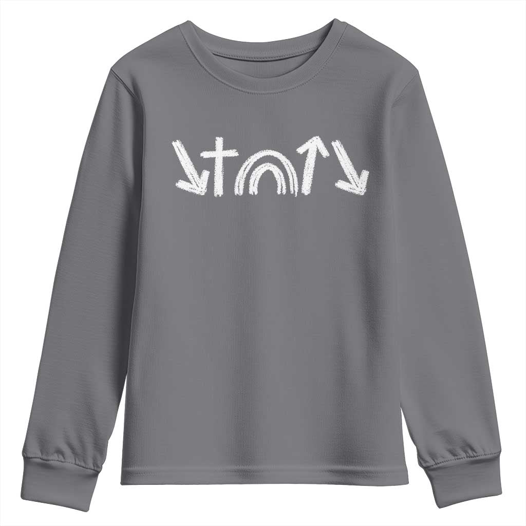 Christian Easter Youth Sweatshirt 5 Gospel Symbols He Came Died Rose Ascended Jesus
