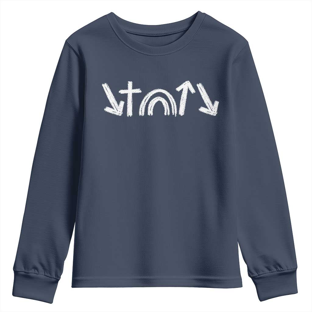 Christian Easter Youth Sweatshirt 5 Gospel Symbols He Came Died Rose Ascended Jesus