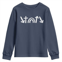 Christian Easter Youth Sweatshirt 5 Gospel Symbols He Came Died Rose Ascended Jesus