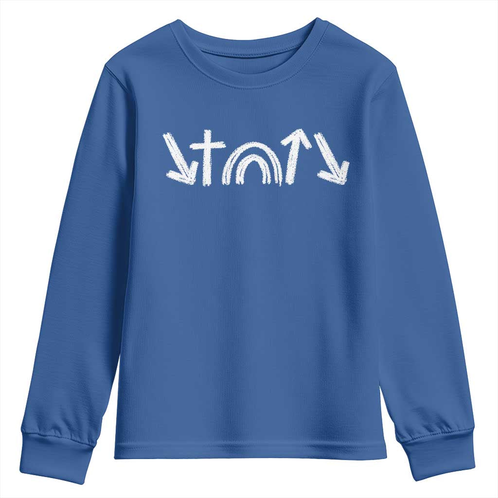 Christian Easter Youth Sweatshirt 5 Gospel Symbols He Came Died Rose Ascended Jesus