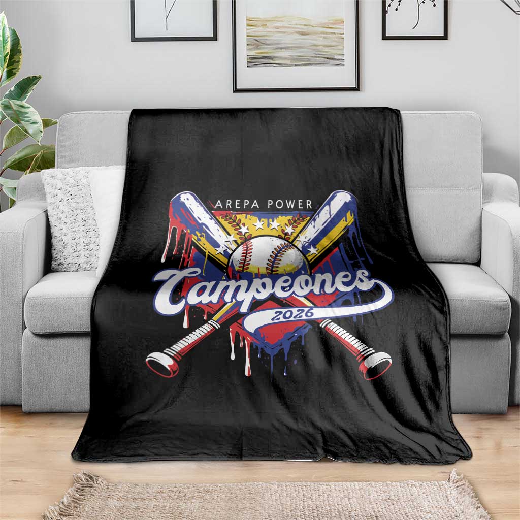 Venezuela Campeones Baseball Championship 2026 Throw Blanket Home Plate Drip