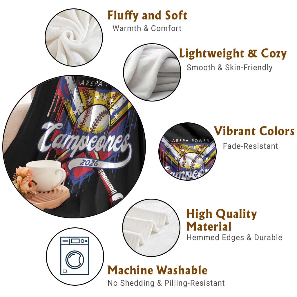 Venezuela Campeones Baseball Championship 2026 Throw Blanket Home Plate Drip