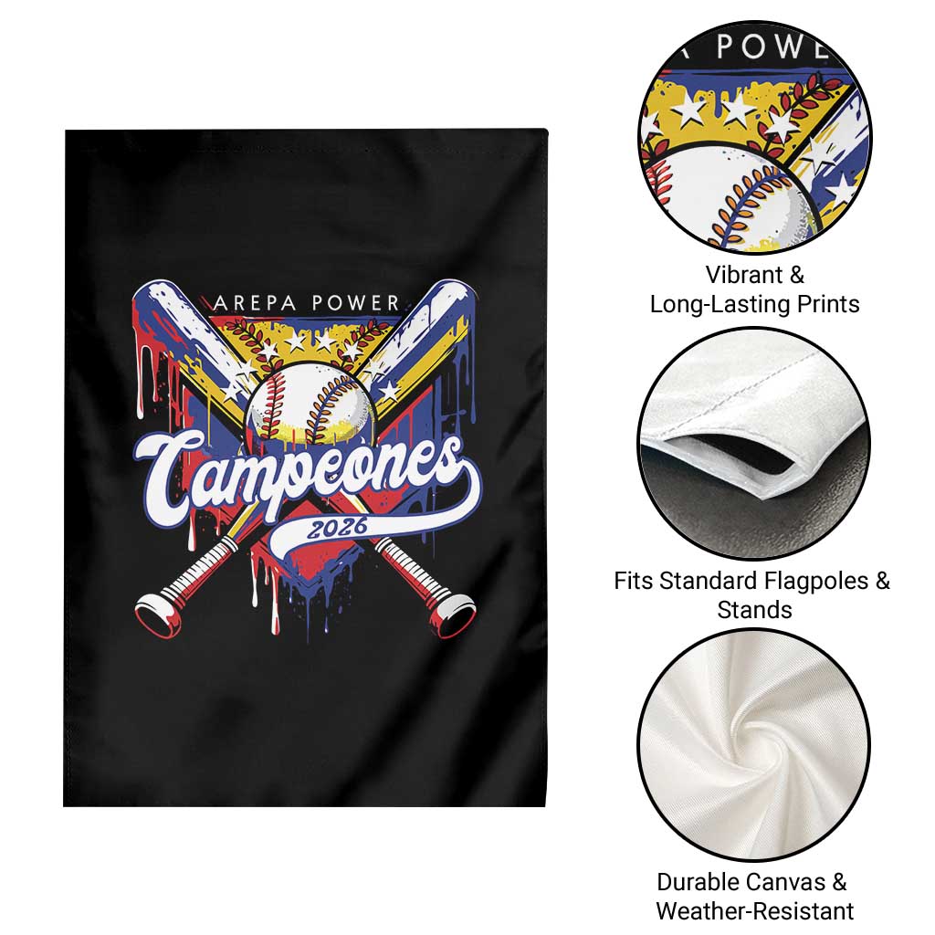 Venezuela Campeones Baseball Championship 2026 Garden Flag Home Plate Drip