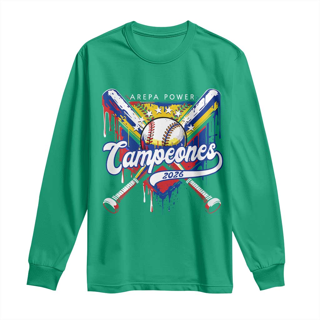 Venezuela Campeones Baseball Championship 2026 Long Sleeve Shirt Home Plate Drip