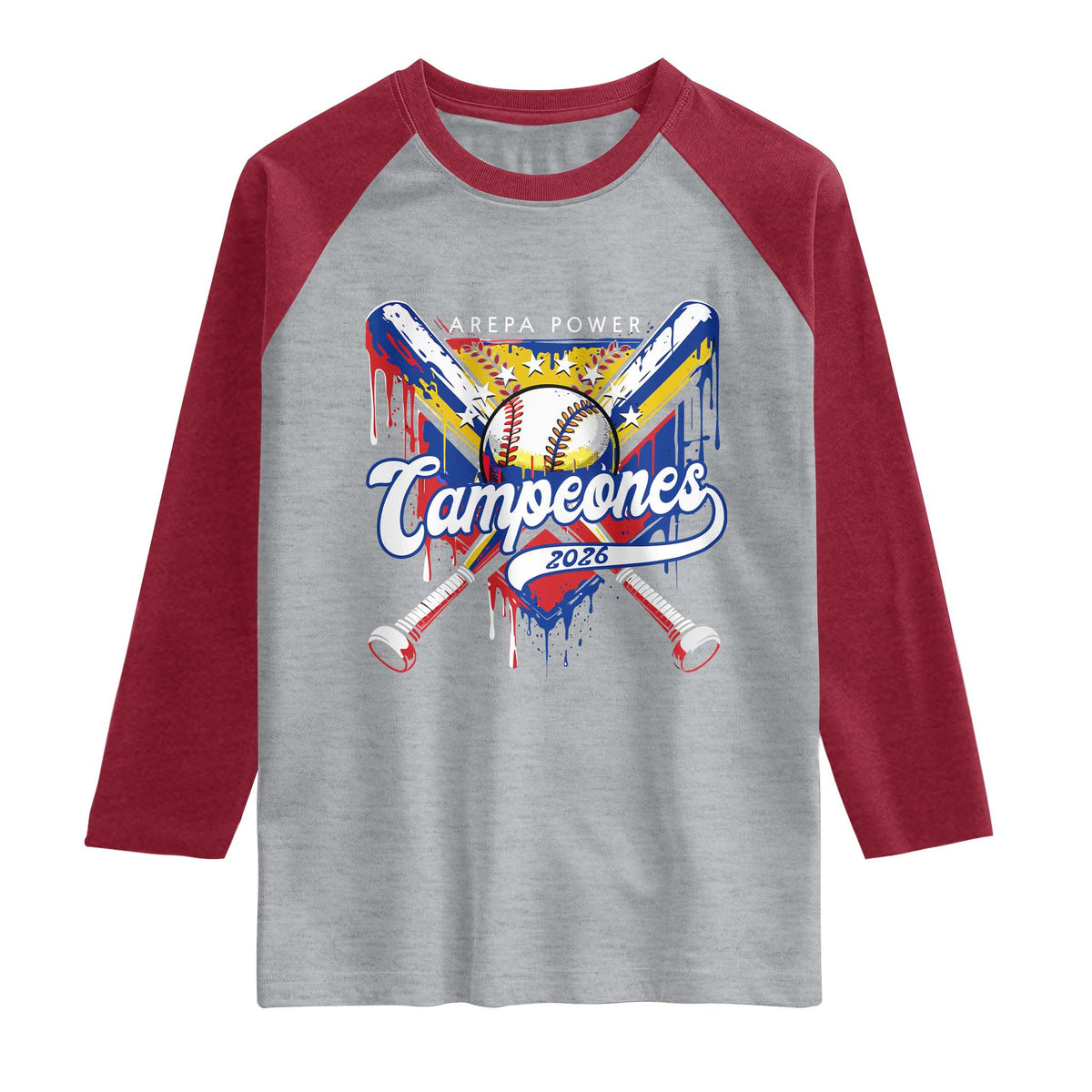 Venezuela Campeones Baseball Championship 2026 Raglan Shirt Home Plate Drip