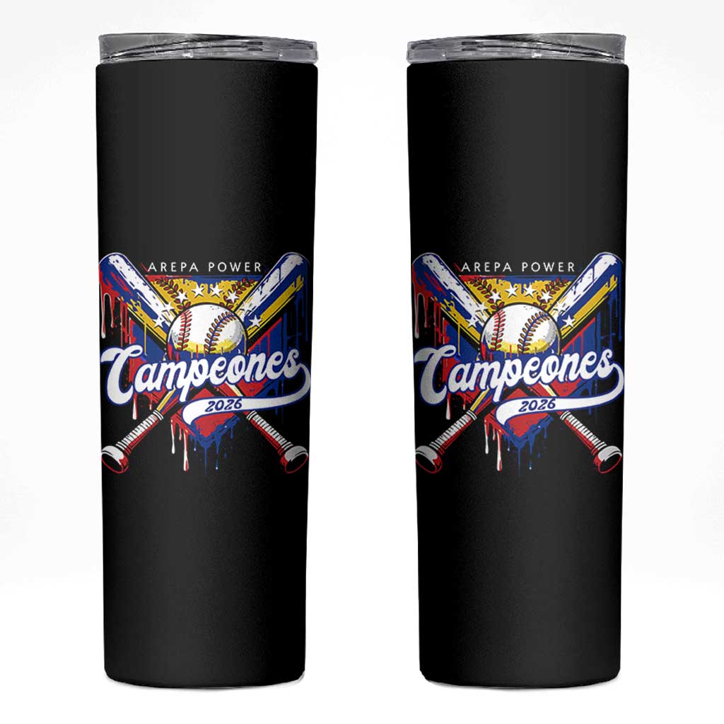Venezuela Campeones Baseball Championship 2026 Skinny Tumbler Home Plate Drip