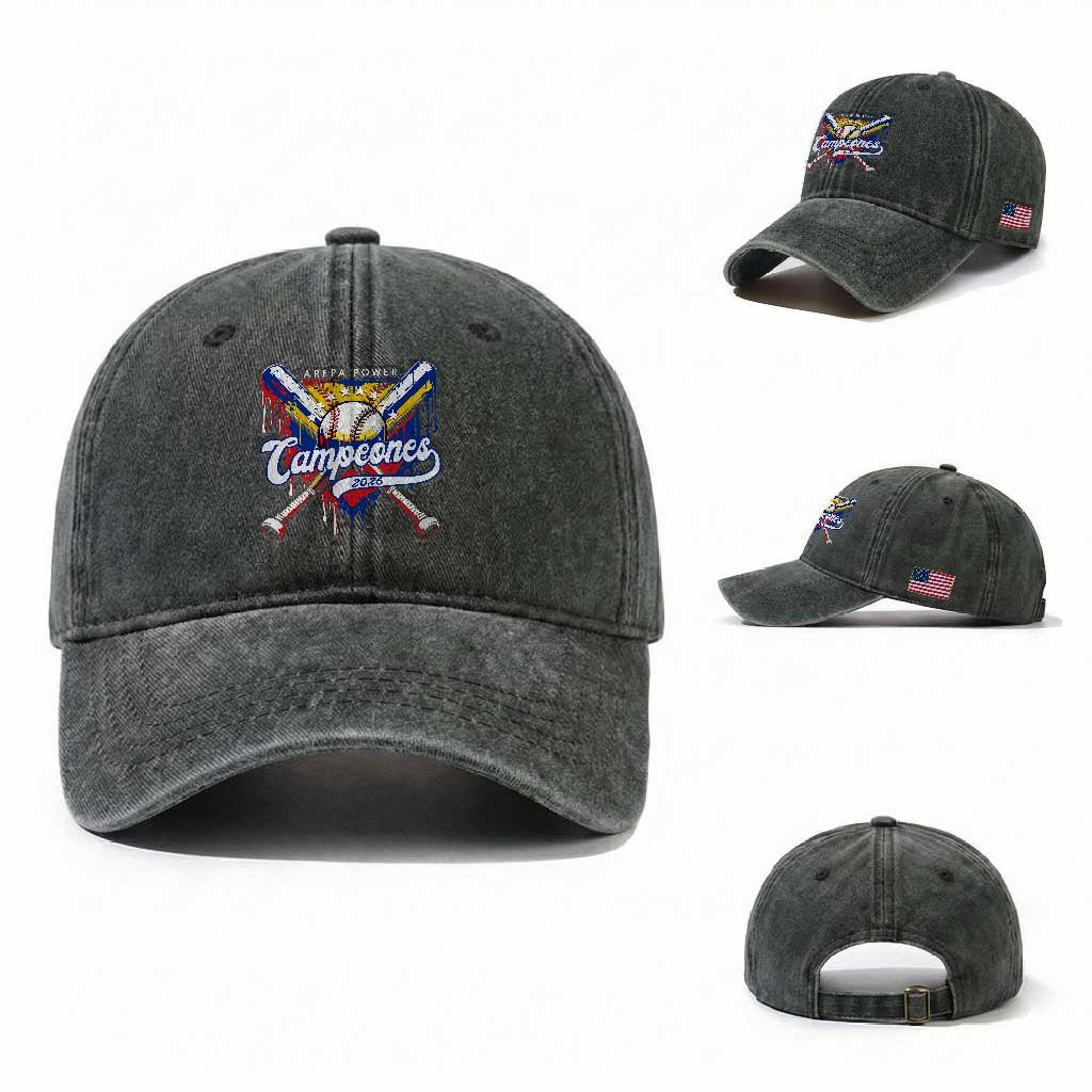 Venezuela Campeones Baseball Championship 2026 Washed Cotton Baseball Cap Home Plate Drip