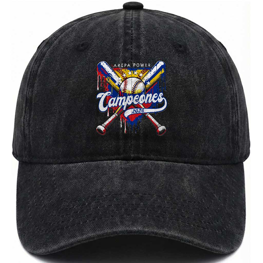 Venezuela Campeones Baseball Championship 2026 Washed Cotton Baseball Cap Home Plate Drip