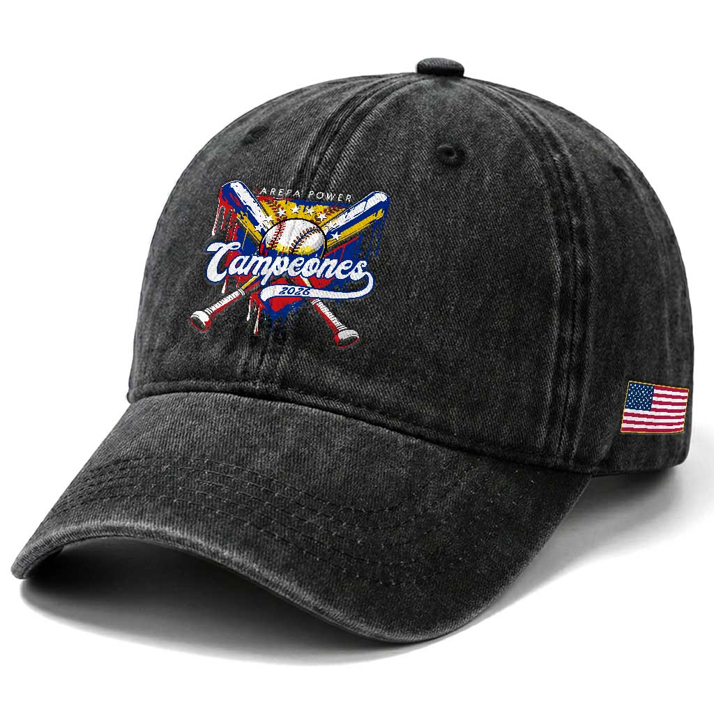 Venezuela Campeones Baseball Championship 2026 Washed Cotton Baseball Cap Home Plate Drip