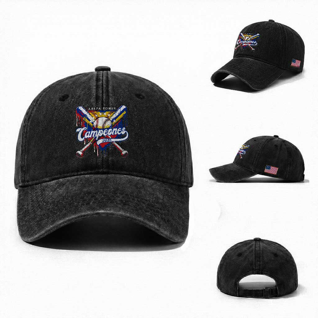 Venezuela Campeones Baseball Championship 2026 Washed Cotton Baseball Cap Home Plate Drip