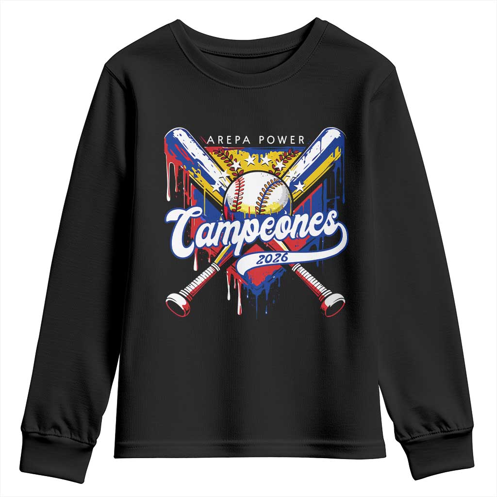 Venezuela Campeones Baseball Championship 2026 Youth Sweatshirt Home Plate Drip