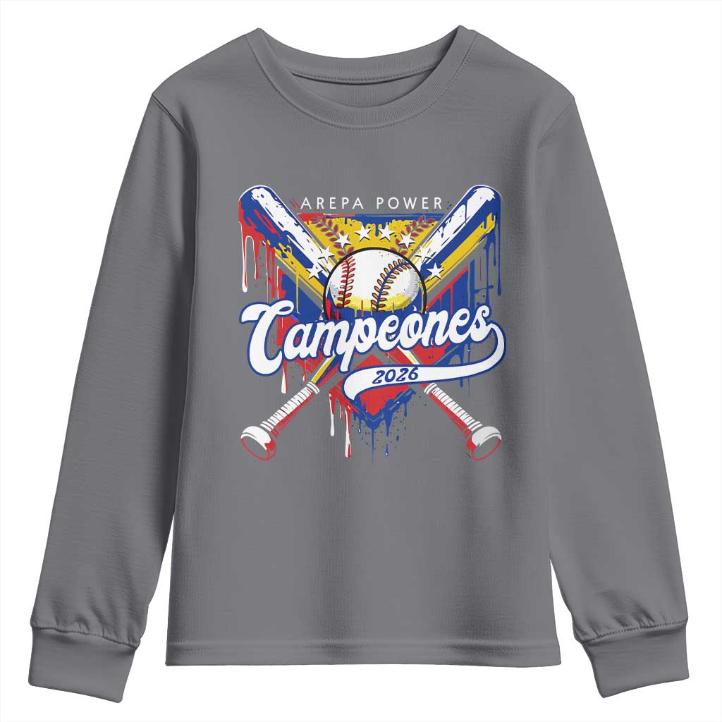 Venezuela Campeones Baseball Championship 2026 Youth Sweatshirt Home Plate Drip