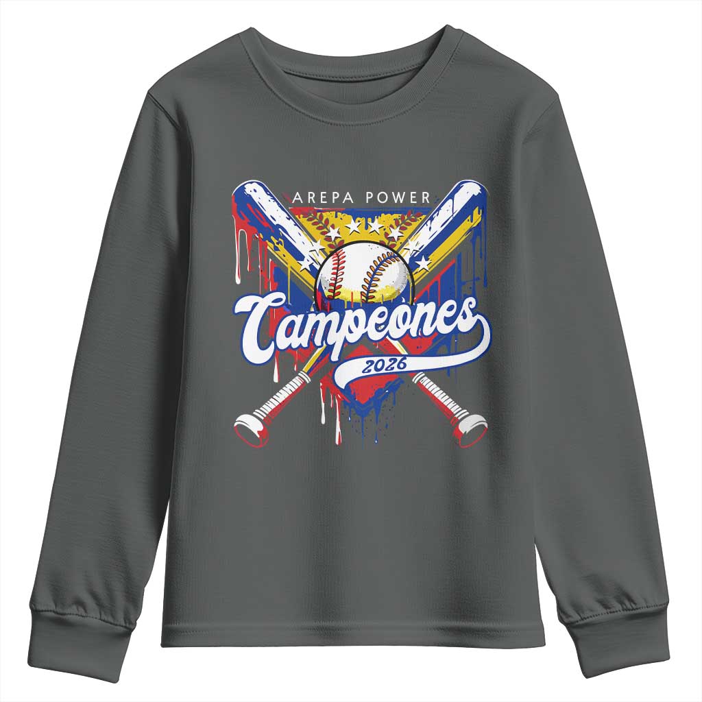 Venezuela Campeones Baseball Championship 2026 Youth Sweatshirt Home Plate Drip
