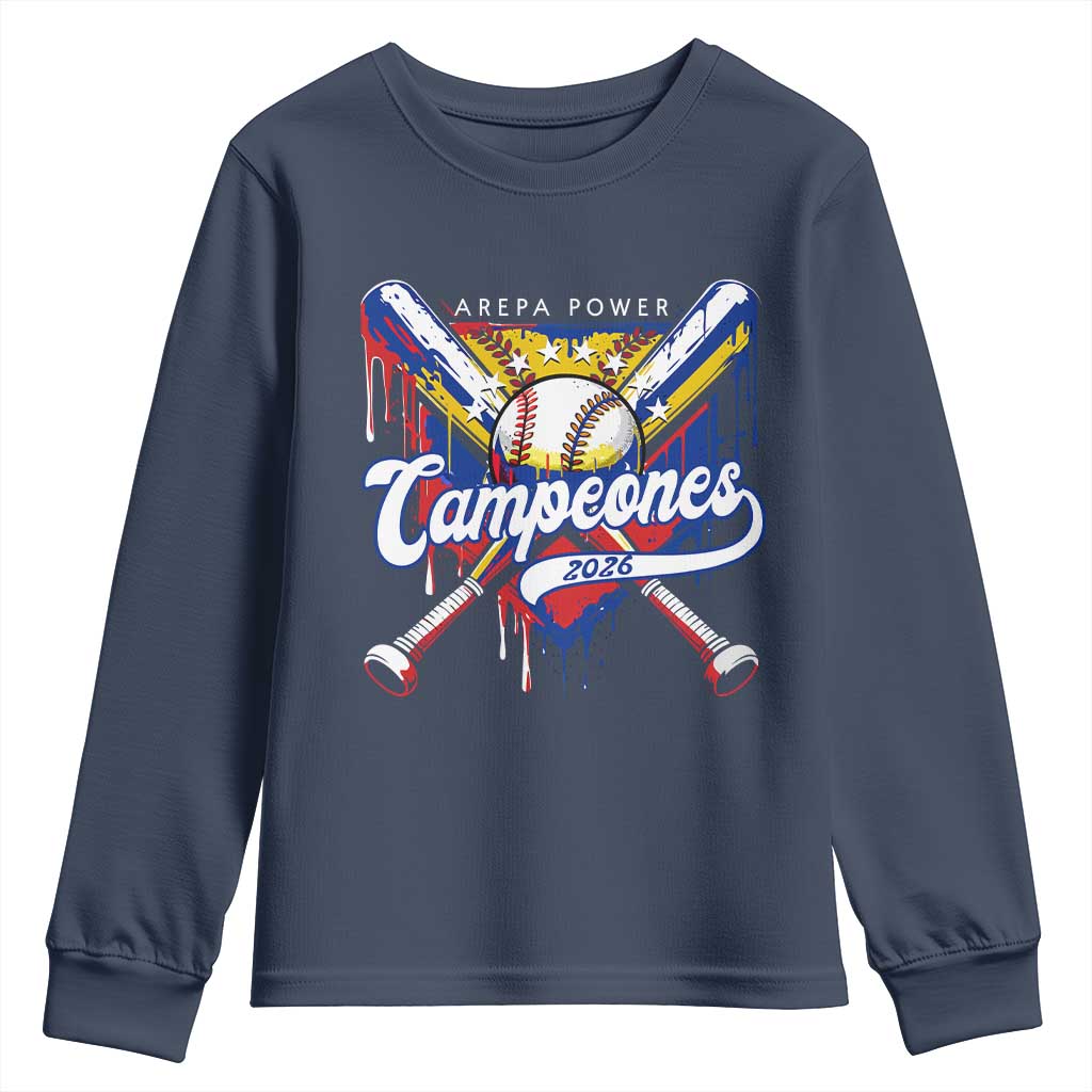 Venezuela Campeones Baseball Championship 2026 Youth Sweatshirt Home Plate Drip