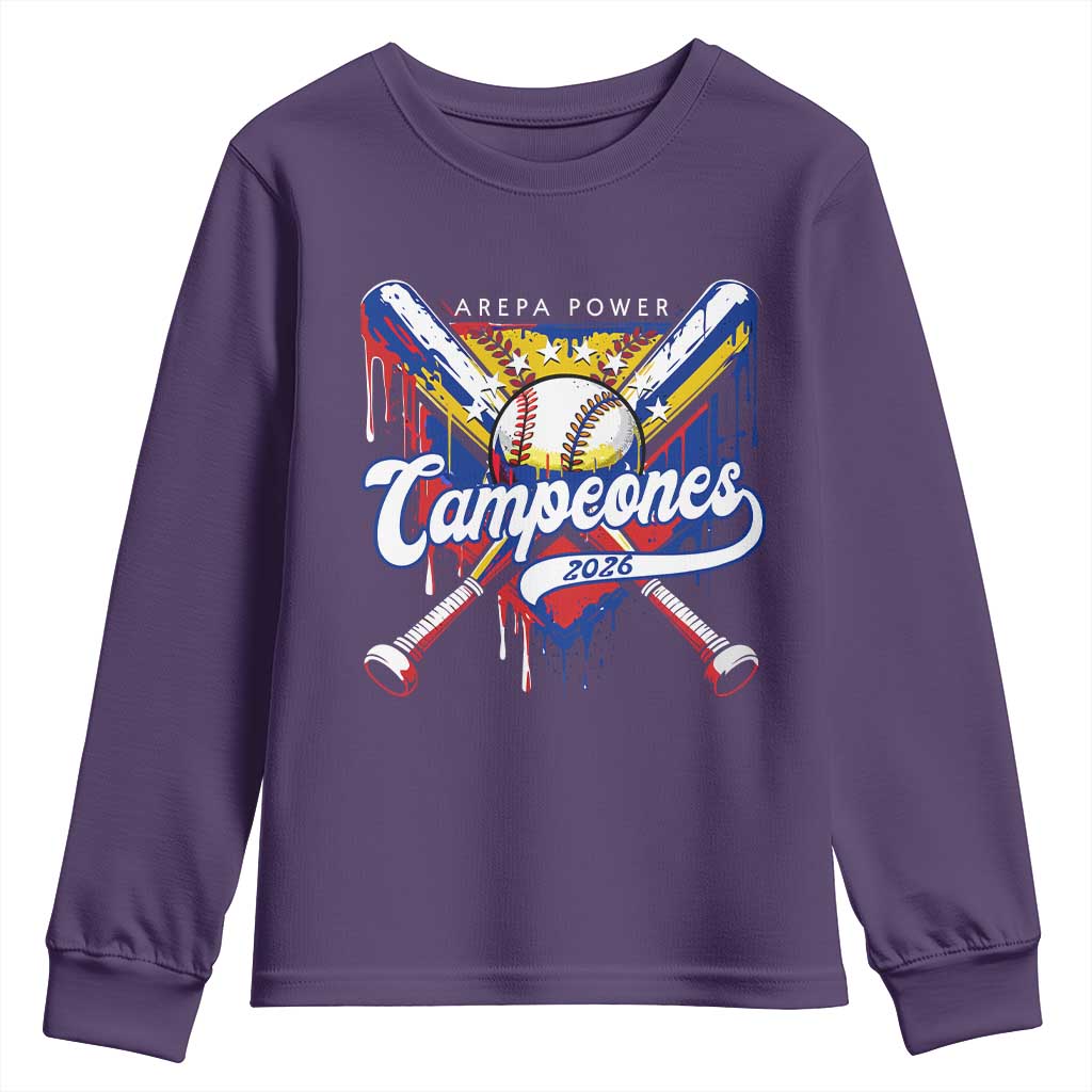 Venezuela Campeones Baseball Championship 2026 Youth Sweatshirt Home Plate Drip