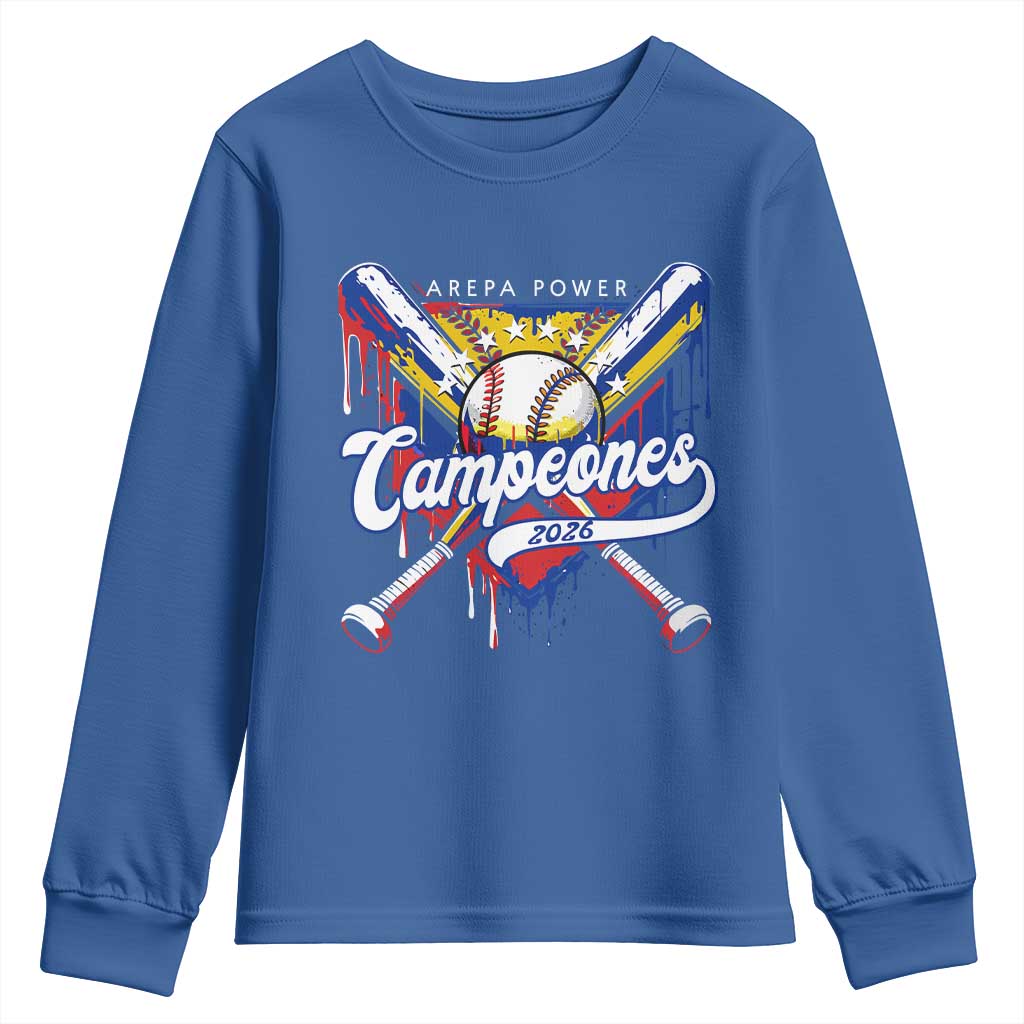 Venezuela Campeones Baseball Championship 2026 Youth Sweatshirt Home Plate Drip