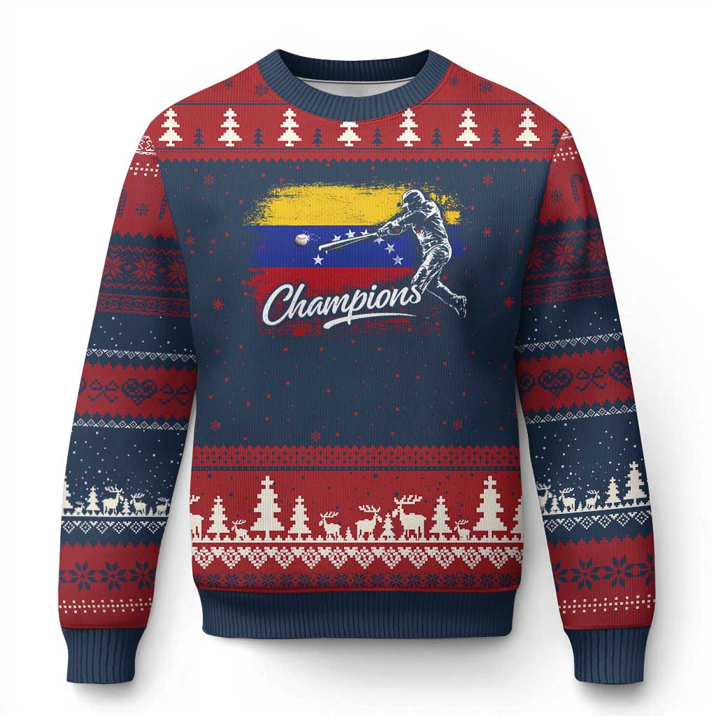 Venezuela Champions Baseball Batter Venezuelan Sport Fan Ugly Christmas Sweater