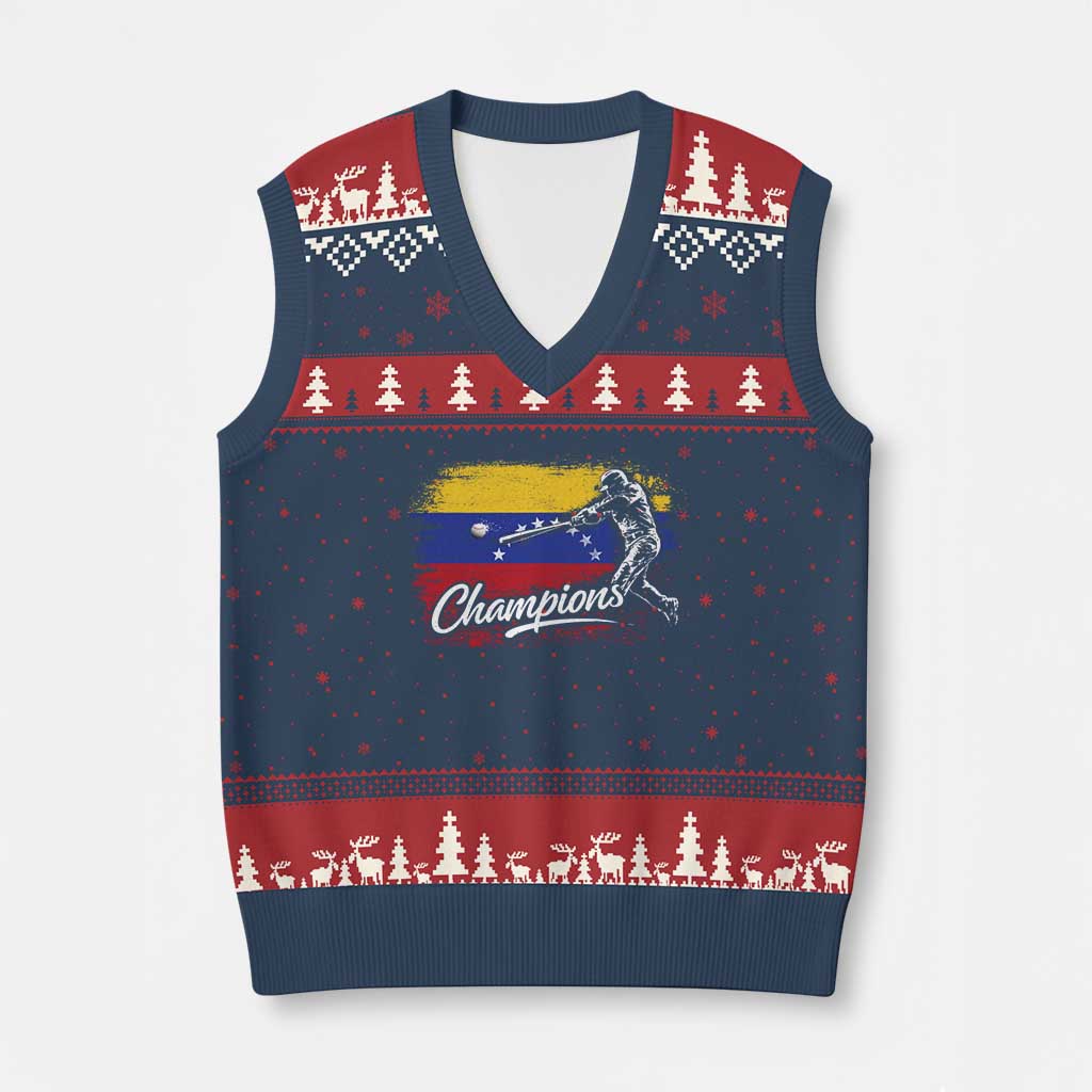 Venezuela Champions Baseball Batter Venezuelan Sport Fan V-Neck Knit Sweater Vest