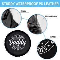 Funny Promoted To Daddy 2025 Spare Tire Cover Newborn Vintage American Flag Baby Footprint