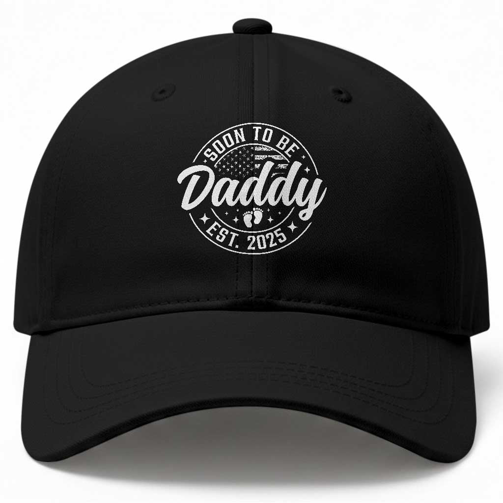 Funny Promoted To Daddy 2025 Baseball Cap Newborn Vintage American Flag Baby Footprint