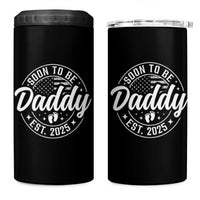 Funny Promoted To Daddy 2025 4 in 1 Can Cooler Tumbler Newborn Vintage American Flag Baby Footprint