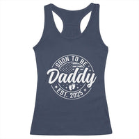 Funny Promoted To Daddy 2025 Racerback Tank Top Newborn Vintage American Flag Baby Footprint
