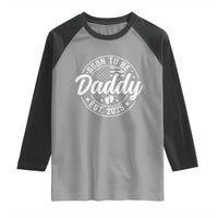 Funny Promoted To Daddy 2025 Raglan Shirt Newborn Vintage American Flag Baby Footprint
