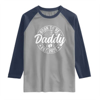 Funny Promoted To Daddy 2025 Raglan Shirt Newborn Vintage American Flag Baby Footprint