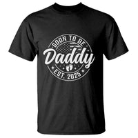 Funny Promoted To Daddy 2025 T Shirt Newborn Vintage American Flag Baby Footprint